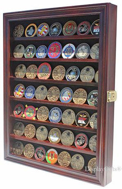 LOCKABLE Military Challenge Coin Display Case Cabinet Rack Holder