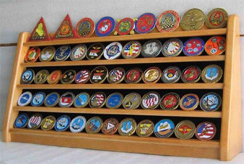 5 Rows Challenge Coin Holder Display Stand, Solid Wood