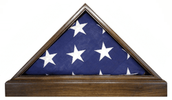 Solid Walnut Flag Case & BASE for 5x9.5 Memorial Burial Flag, USA Made, Fine Furniture Quality