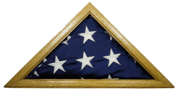 Solid Light Oak Flag Case for 3 x 5’ Nylon Flag, Military Missions or State Capital Size, USA Made