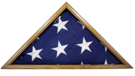 Light Oak Flag Display Case, 5x9.5' Solid Oak Memorial Burial Flag, USA Made, Fine Furniture Quality