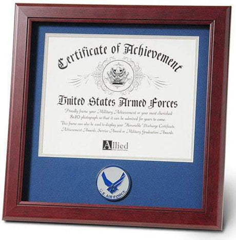 US Aim High Air Force Certificate of Achievement Frame with Medallion - 8 x 10 inch.