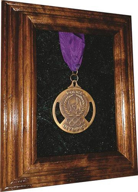 Flag Connections Single Medal Award Display Case - 5x7 Walnut (Green Velvet)