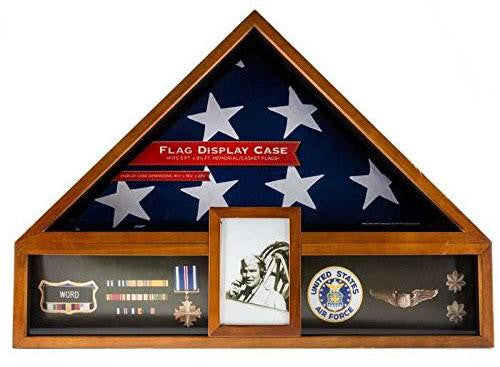 Flag Connections Military Veteran Flag and Medal Display Case - Shadow Box