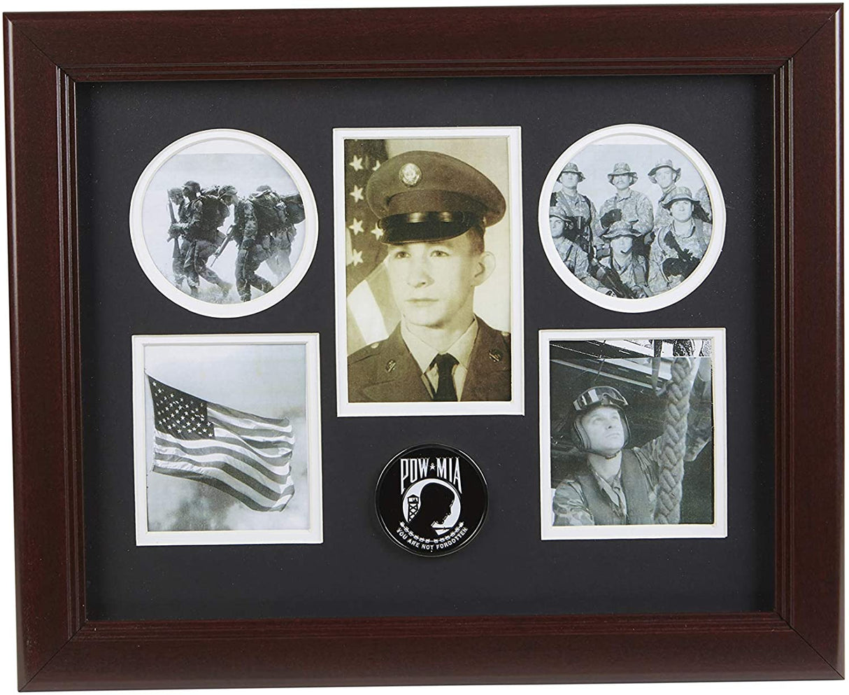 The Military Gift Store US Flag Store POW/MIA Medallion 5 Picture Collage Frame