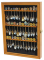 Tea Spoon Souvenir Spoon Display Case Rack Cabinet, Real Glass Door, (Oak Finish)