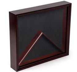 Flag Display Case with Glass Front and Medal Box, Velvet Backing – Mahogany