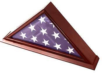 5x9 Burial/Funeral/Veteran Flag Elegant Display Case with Base, Solid Wood, Cherry Finish
