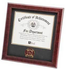 Firefighter Medallion Certificate Frame, mahogany made, , The Military Gift Store, Picture Frame
