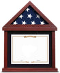 Flag Display Case for 3’x5’ Folded Flag with Mahogany Finish Glass Display and Military Shadow Box
