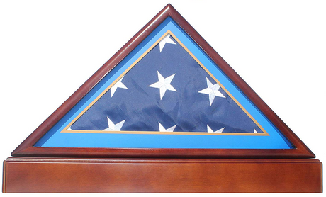 Burial/Funeral Flag Display Case Frame Military Shadow Box with Pedestal Stand
