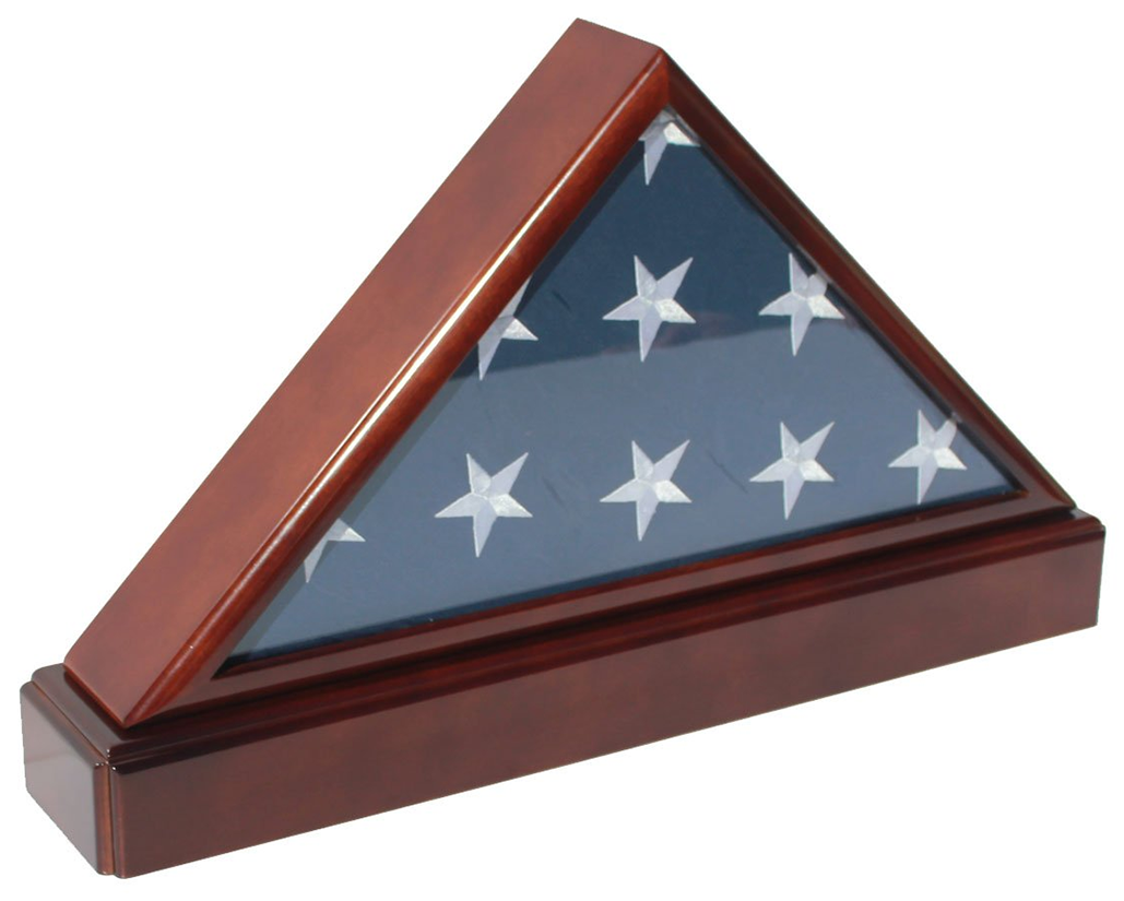 Burial/Funeral Flag Display Case Frame Military Shadow Box with Pedestal Stand