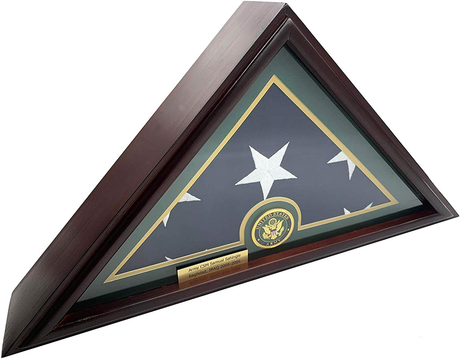 5x9 Burial/Funeral/Veteran Flag Elegant Display Case, Solid Wood