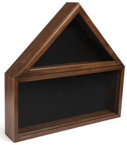 Military Shadow Box, Solid Wood with Tempered Glass Front – Cherry Finish