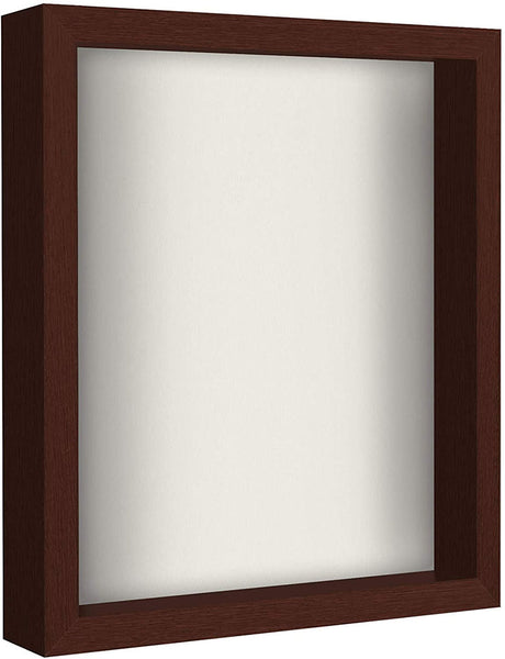 Mahogany Shadow Box Frame with Soft Linen Back | Displays Memorabilia and Photos up to 11x14 Inches. Shatter-Resistant Glass.