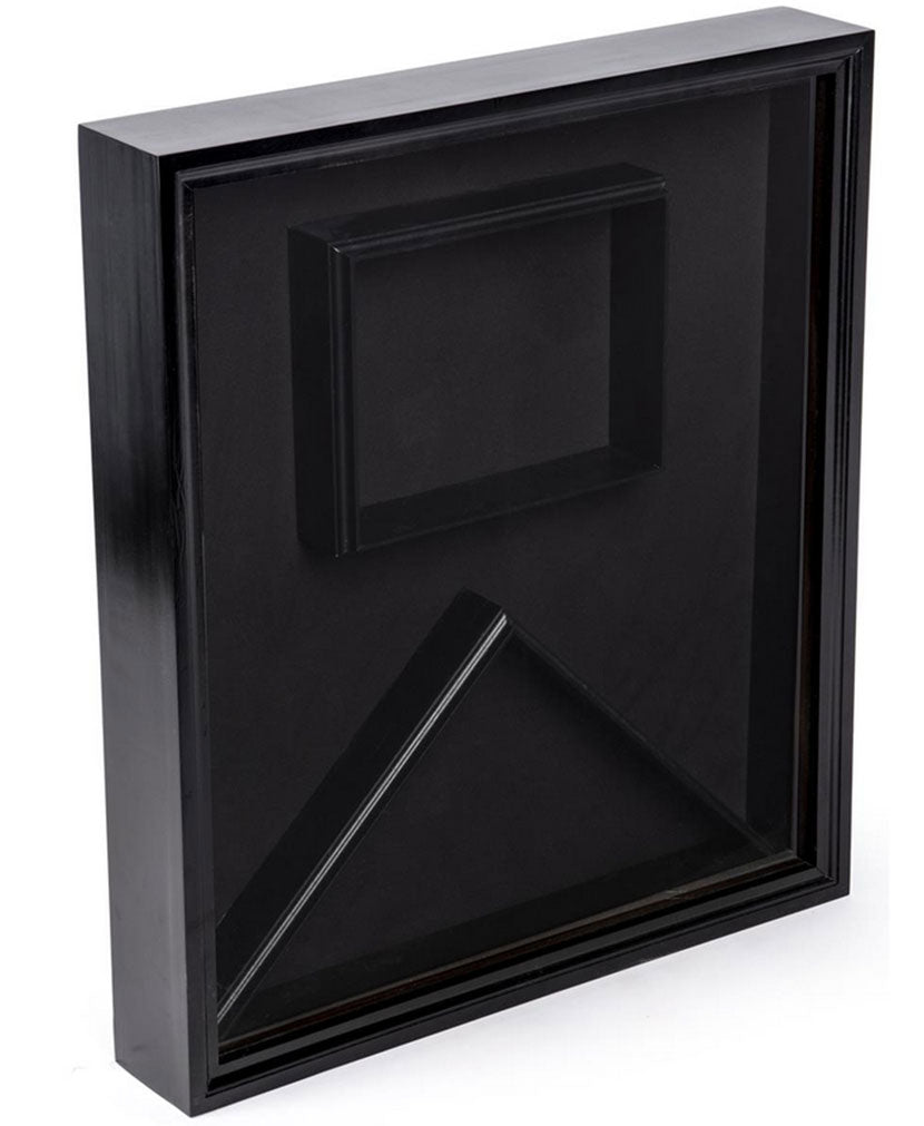 Flag Display Case with Glass Front and Certificate Holder, Velvet Backing – Black, Flag Display Case with Glass Front and Certificate Holder, The Military Gift Store, American Flag Frames