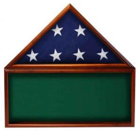 Flag Memorabilia Display Case With a Flag Green Background
