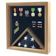 Flag and Medal Display Case - Military Shadow Box - Oak, wood case - The Military Gift Store