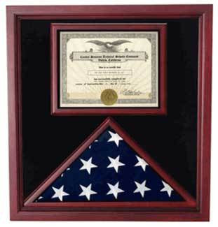 Flag and Certificate Case, Flag Display Cases With Certificate