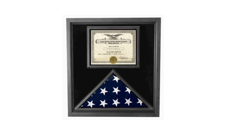 Premium USA-Made Solid wood Flag Document Case Black Finish 3x5 - The Military Gift Store