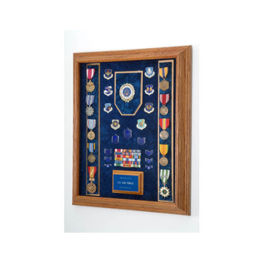 Flags Connections - Air Force Awards Display Case - Red, Blue, Green or Black Background color., Air Force Awards Display Case - Red, Blue, Green or Black., The Military Gift Store, Medal Display Case