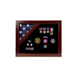 American Corner flag and medal display case, Fit 5 x 9.5 Casket Flag., , The Military Gift Store, Rectangular case