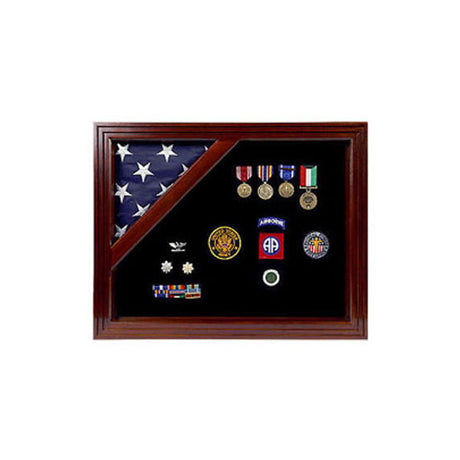 American Corner flag and medal display case, Fit 5 x 9.5 Casket Flag., , The Military Gift Store, Rectangular case