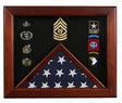 Military Flag medal display case, Mahogany wood for 3x5 flag grade finish
