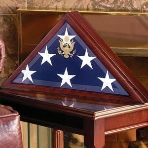 Burial Flag Display Case Cherry Flag Case Pedestal / Urn Combination, , The Military Gift Store, Flag Case, Burial Flag Shadow Case, Flag display