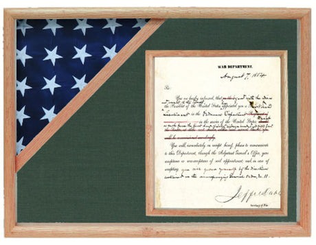 Shadow box to hold a flag with 8.5 x 11 certificate - The Military Gift Store