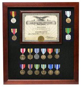 Military Certificate with Medal Display Case Cherry Finish.