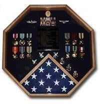 Retirement flag and medals display cases - Walnut, , The Military Gift Store, Flag and Medal Display Cases