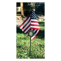 Firefighter Veteran Grave Marker With 30 Inch Tall American Cemetery Flag, Fallen Firefighter Memorial. - The Military Gift Store
