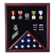 Medal and Flag Display Case - Cherry Medal and Flag Display, , The Military Gift Store, Flag Medals Display Case