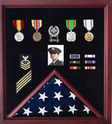 Flag Display Case Combination For Medals and Photos Top Quality - The Military Gift Store