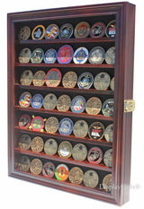 Lockable Military Challenge Coin Display Case Cabinet Rack Holder (Mahogany Finish), Lockable Military Challenge Coin Display Case Cabinet Rack Holder, The Military Gift Store, Challenge COIN DISPLAY STANDS - Coin Display Rack