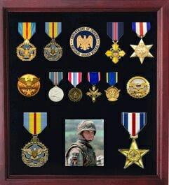 Military Medal Display case, American medal Shadowbox cherry finish.