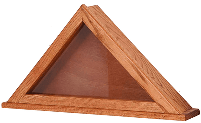 Oak Armed Forces Flag Display Case with Glass for 5' x 9.5' flag, , The Military Gift Store, Triangle flag display
