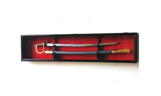 Sword Display Case Cabinet Stand, Holder Wall Rack Box for US Navy, Sword Display Case