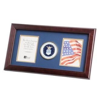 U.S. Air Force Medallion Double Picture Frame Two 4-Inch by 6-Inch Picture Openings, U.S. Air Force Medallion Double Picture Frame, The Military Gift Store, Military Frames, Military Photo Frames, Military Gifts