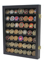 Military Challenge Coin Display Case Cabinet Poker Chip Rack Wood Cabinet, Glass Door...