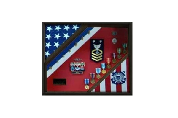2 Flag Display Case, Coast Guard Gifts, USCG, Shadow Box