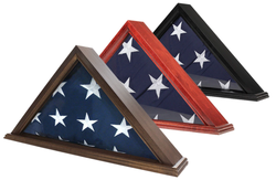 US Made Flag Case for 3' x 5' Flag,  Walnut Finish - The Military Gift Store