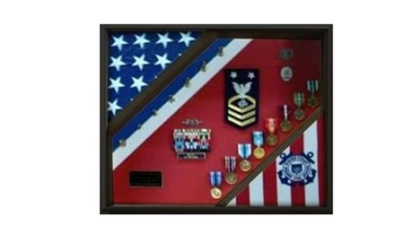 2 Flag Display Case, Coast Guard Gifts, USCG, Shadow Box.