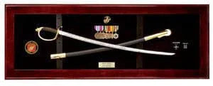 USMC NCO Sword Display Case, Sword Cases, Marine Sword frame, Mahogany Wood, Sword Display Case, Sword Cases, Marine Sword frame, Mahogany Wood, The Military Gift Store, Sword Display Products