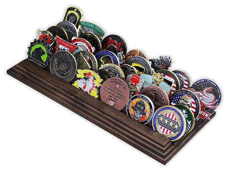5 Row Challenge Coin Holder - Military Coin Display Stand