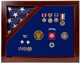 Military Award Shadow Box with Display Case for 3 x 5ft Flag - Felt in Black