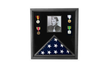 Military Photo Flag and Medal Display Case - folded 3X5 American flag - The Military Gift Store