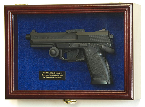 Flag Connections Single Pistol Display Case Wall Mount Solid Hardwood Cabinet Gun Holder, Single Pistol Display Case Wall Mount Solid Hardwood Cabinet, The Military Gift Store, Gun Display Case