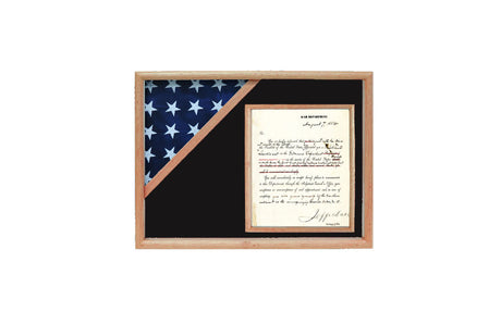 Shadow box for 3' x 5' flag with 8.5 x 11 Document holder